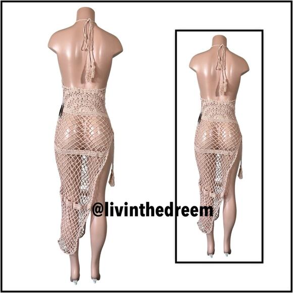 Frankies Mauve Crochet Bikinis Sunrise Cover Up Dress SZ L $250 - Picture 6 of 10